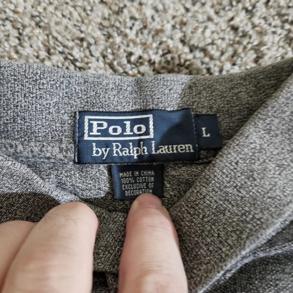 Vintage‎ Polo Ralph Lauren Polo Shirt Mens Size Large Grey W Purple Pony